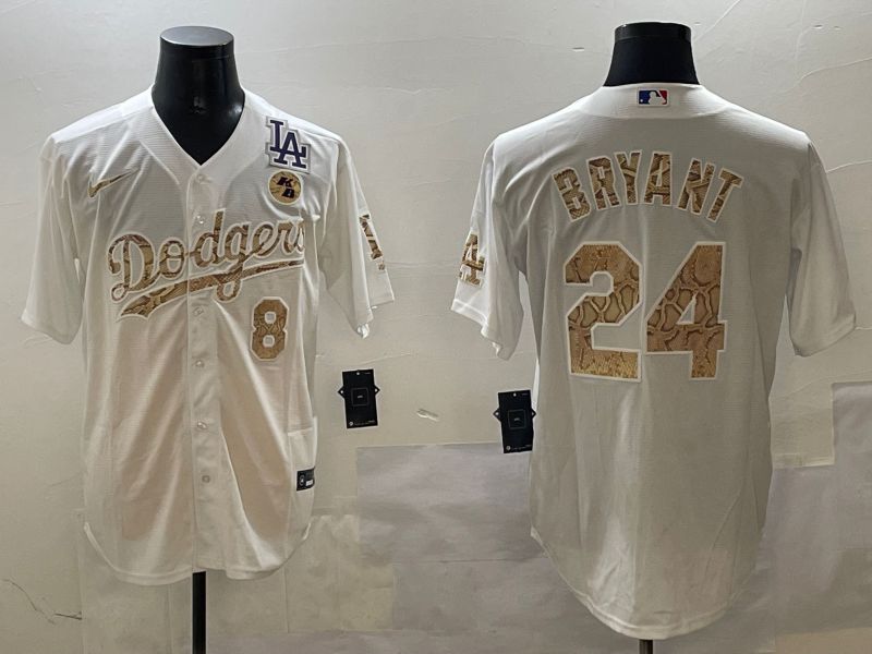 Men Los Angeles Dodgers 24 Bryant White Fashion Game 2025 Nike MLB Jersey style 30613